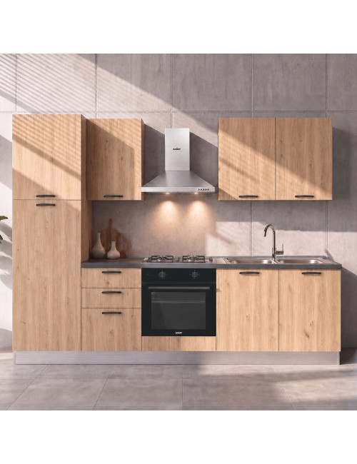Cucina completa Asti255 cm Rovere Lis con Elettrodomestici | Industrie Valentini