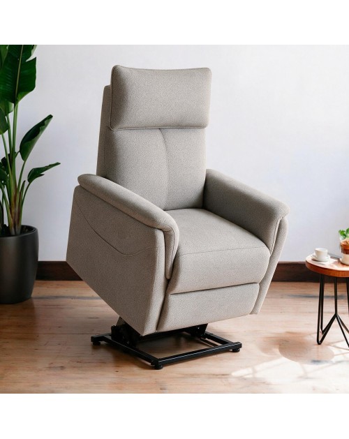 Poltrona Alzapersona Motion con Recliner Elettrico e Roller Bar in Tessuto Beige – Massimo Comfort e Autonomia