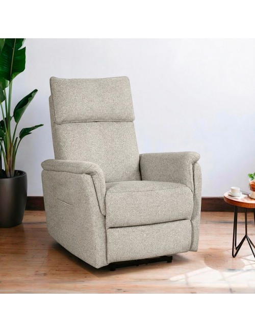 Poltrona Alzapersona Motion con Recliner Elettrico e Roller Bar in Tessuto Beige – Massimo Comfort e Autonomia