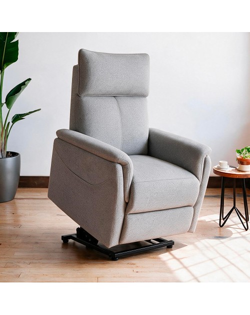 Poltrona Alzapersona Motion con Recliner Elettrico e Roller Bar in Tessuto Grigio – Massimo Comfort e Autonomia