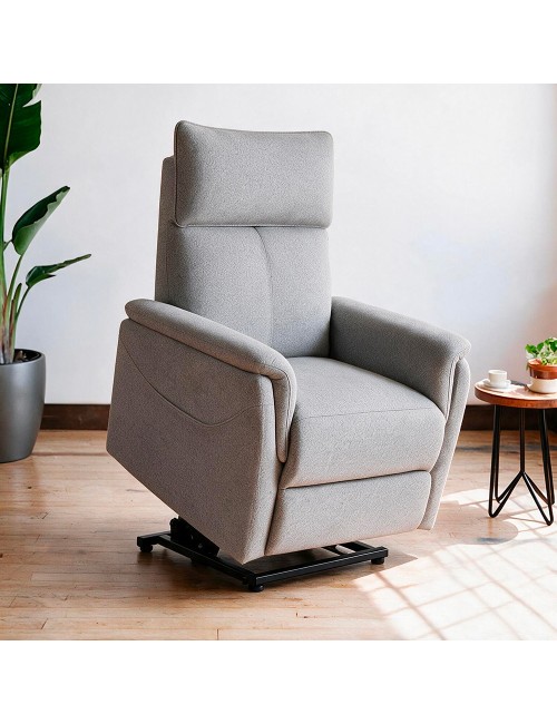 Poltrona Alzapersona Motion con Recliner Elettrico e Roller Bar in Tessuto Grigio – Massimo Comfort e Autonomia
