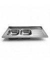 Lavello cucina da appoggio 120x60 due vasche con gocciolatoio destro SA46DX