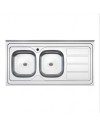 Lavello cucina da appoggio 120x60 due vasche con gocciolatoio destro SA46DX