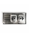 Lavello cucina da appoggio 120x60 due vasche con gocciolatoio destro SA46DX