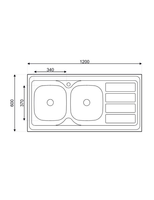 Lavello cucina da appoggio 120x60 due vasche con gocciolatoio destro SA46DX