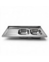 Lavello cucina da appoggio 120x60 due vasche con gocciolatoio sinistro SA46SX