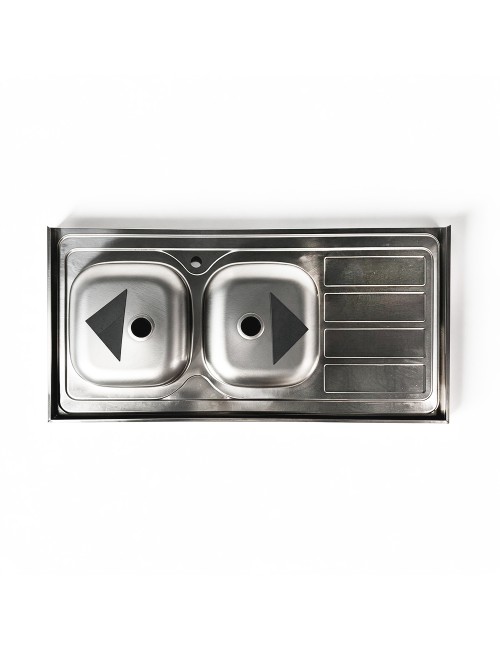 Lavello cucina da appoggio 120x60 due vasche con gocciolatoio sinistro SA46SX