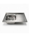 Lavello cucina da appoggio 80x60 una vasca con gocciolatoio destro inox SA30DX