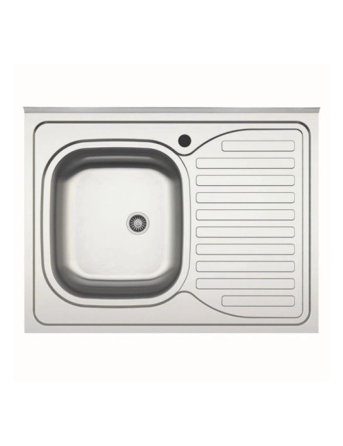 Lavello cucina da appoggio 80x60 una vasca con gocciolatoio destro inox SA30DX