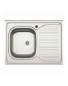 Lavello cucina da appoggio 80x60 una vasca con gocciolatoio destro inox SA30DX