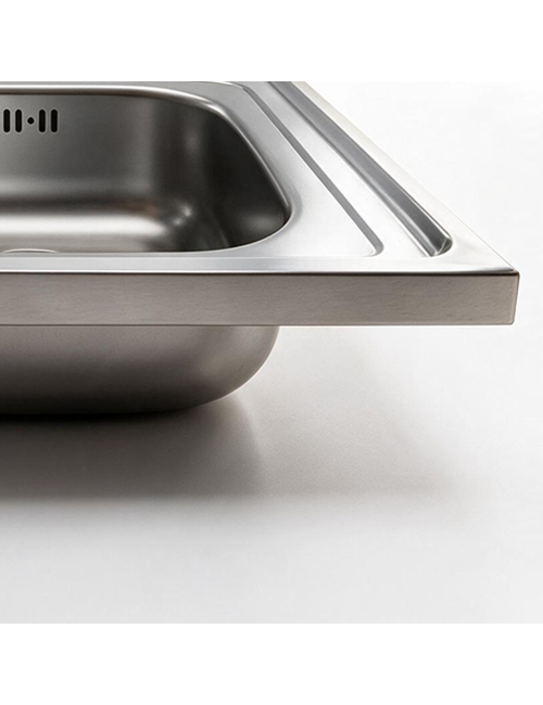 Lavello cucina da appoggio 80x60 una vasca con gocciolatoio destro inox SA30DX