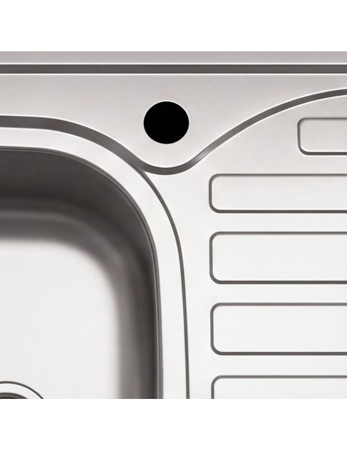 Lavello cucina da appoggio 80x60 una vasca con gocciolatoio destro inox SA30DX