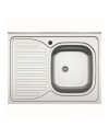 Lavello cucina da appoggio 80x60 una vasca con gocciolatoio sinistro inox SA30SX