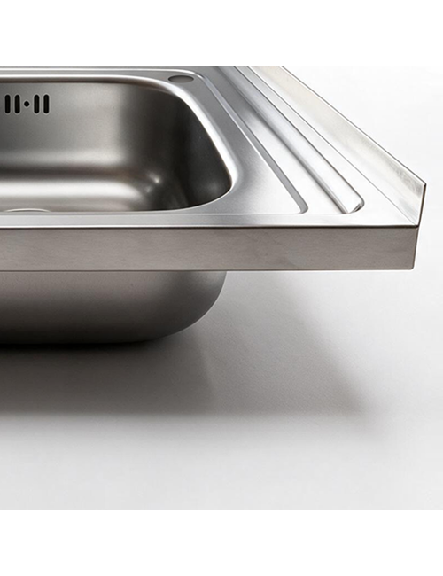 Lavello cucina da appoggio 80x60 una vasca con gocciolatoio sinistro inox SA30SX