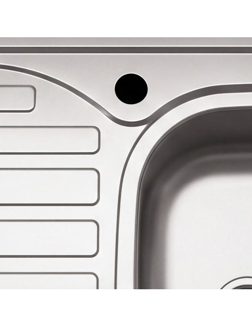 Lavello cucina da appoggio 80x60 una vasca con gocciolatoio sinistro inox SA30SX