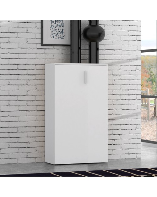 Mobile multiuso scarpiera 2 ante con 5 ripiani colore bianco Lucio 69x34x120H