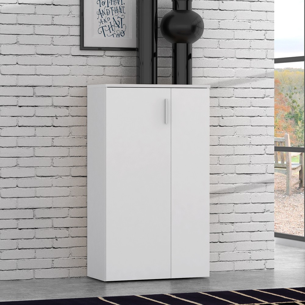 Mobile multiuso scarpiera 2 ante con 5 ripiani colore bianco Lucio 69x34x120H