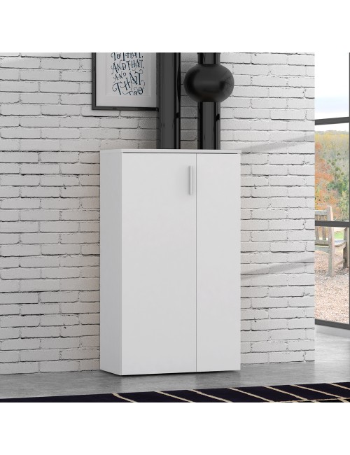 Mobile multiuso scarpiera 2 ante con 5 ripiani colore bianco Lucio 69x34x120H