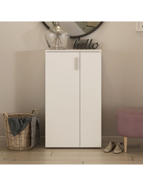 Mobile multiuso scarpiera 2 ante con 5 ripiani colore bianco Lucio 69x34x120H