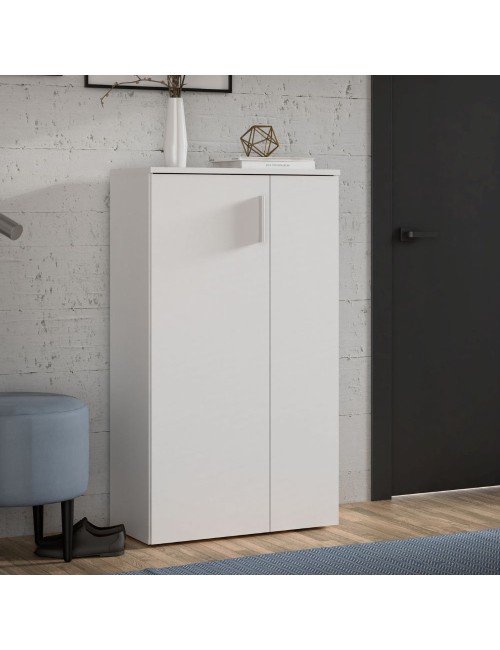 Mobile multiuso scarpiera 2 ante con 5 ripiani colore bianco Lucio 69x34x120H