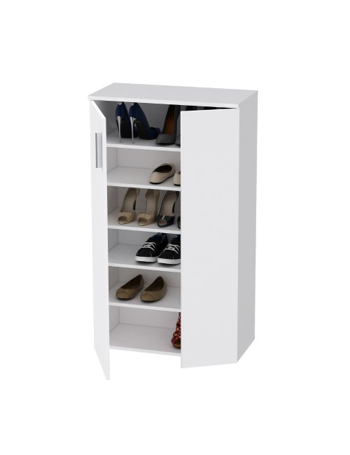 Mobile multiuso scarpiera 2 ante con 5 ripiani colore bianco Lucio 69x34x120H