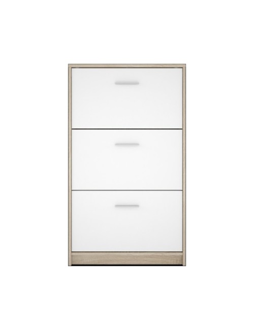 Scarpiera 3 ante a ribalta bianco e struttura colore rovere Nepo 69,5x17.5x120H