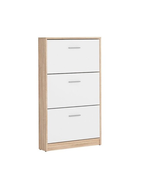 Scarpiera 3 ante a ribalta bianco e struttura colore rovere Nepo 69,5x17.5x120H