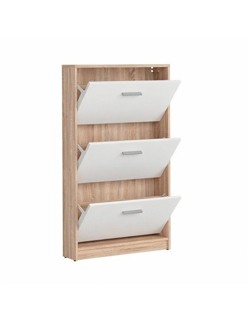 Scarpiera 3 ante a ribalta bianco e struttura colore rovere Nepo 69,5x17.5x120H