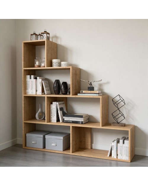 Libreria a scala Alis 145x145 cm. colore rovere