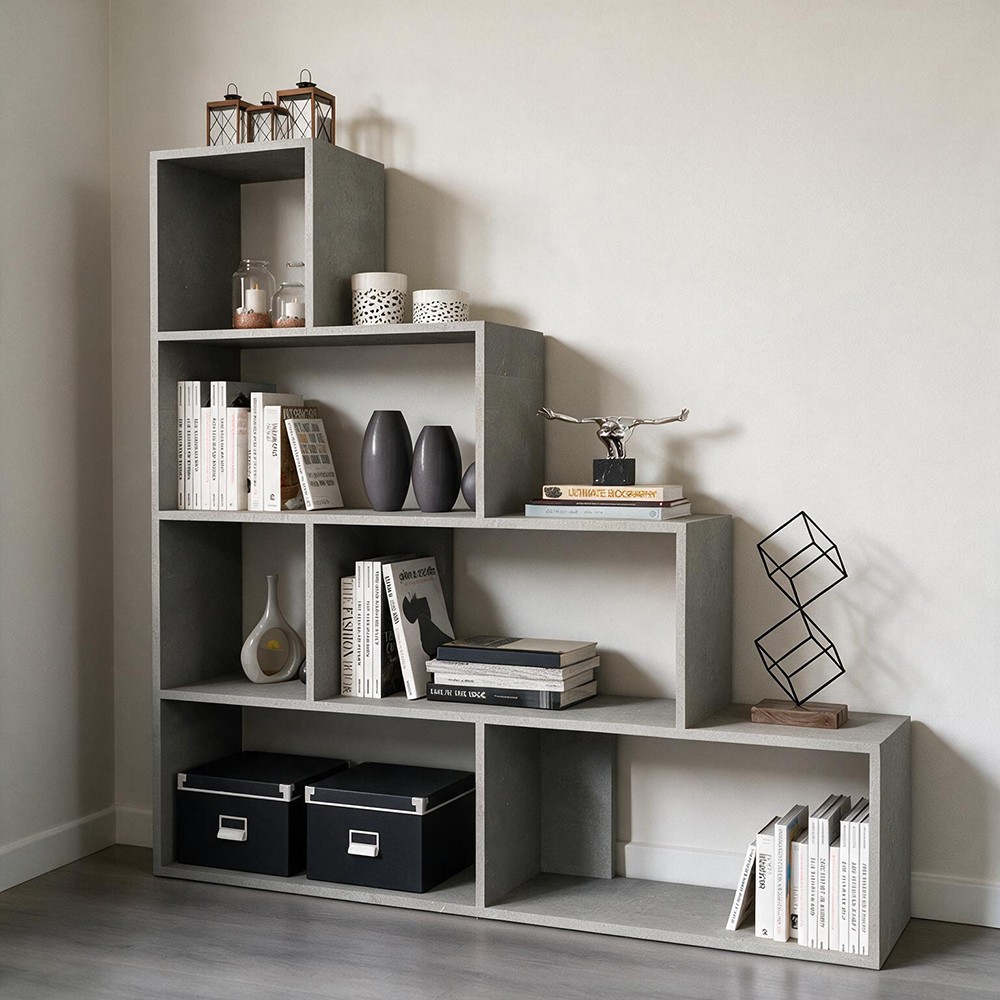 Libreria a scala Alis 145x145 cm. colore beton