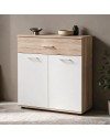 Mobile multiuso Irys con 2 ante e 1 cassetto colore bianco e rovere 80x35x84H