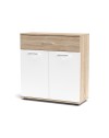 Mobile multiuso Irys con 2 ante e 1 cassetto colore bianco e rovere 80x35x84H