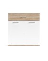 Mobile multiuso Irys con 2 ante e 1 cassetto colore bianco e rovere 80x35x84H