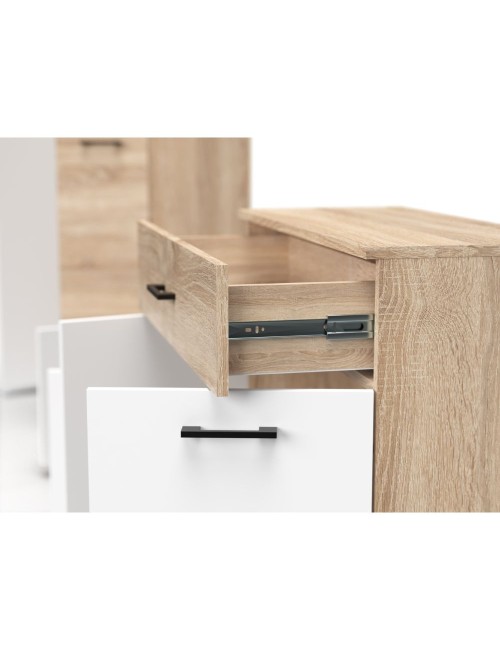 Mobile multiuso Irys con 2 ante e 1 cassetto colore bianco e rovere 80x35x84H