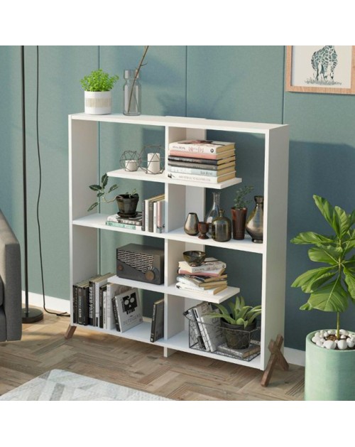 Libreria Kipp con piedini a croce 113x28x117h colore bianco