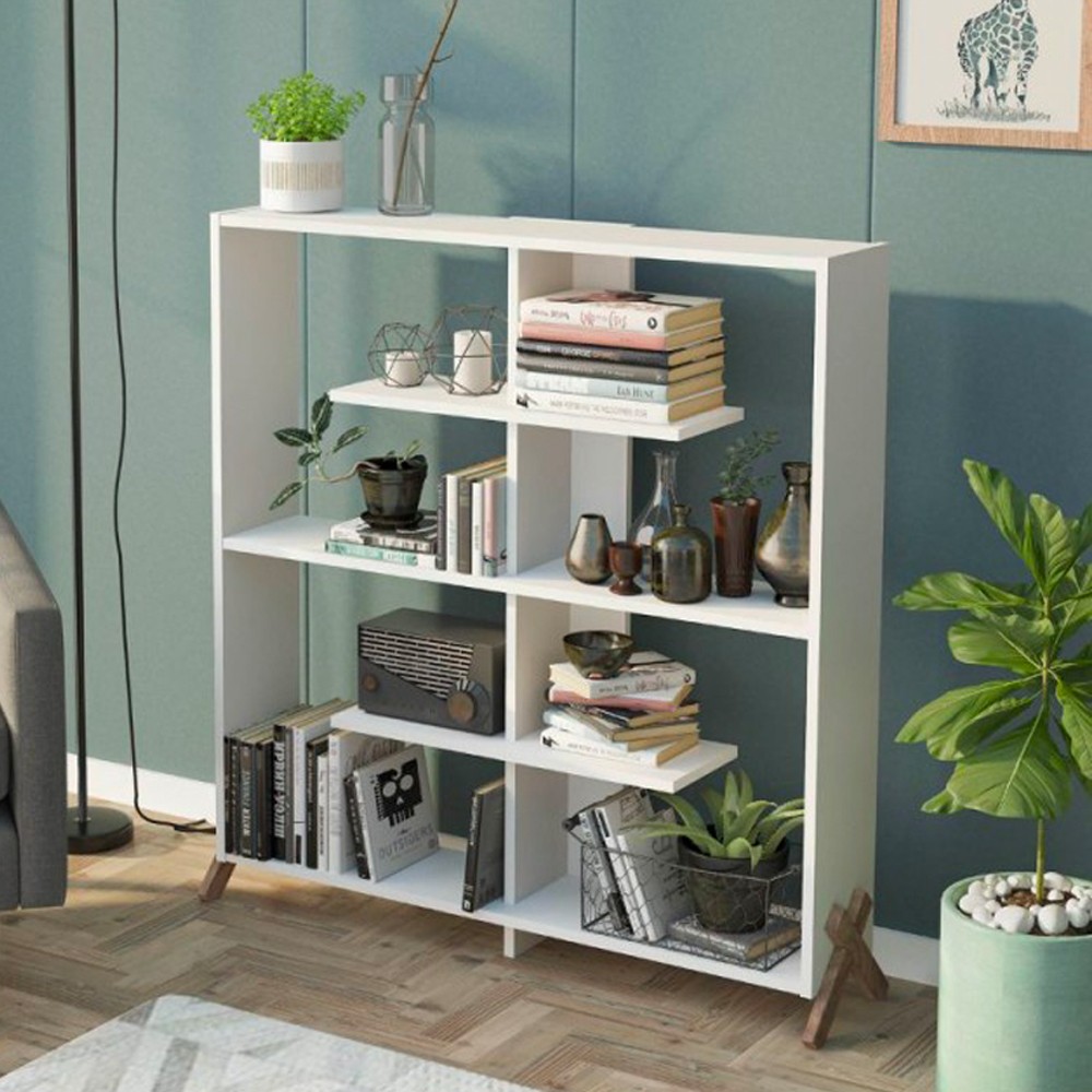 Libreria Kipp con piedini a croce 113x28x117h colore bianco