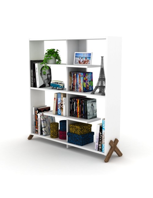 Libreria Kipp con Piedini a Croce 113x28x117h Colore Bianco Prezzo
