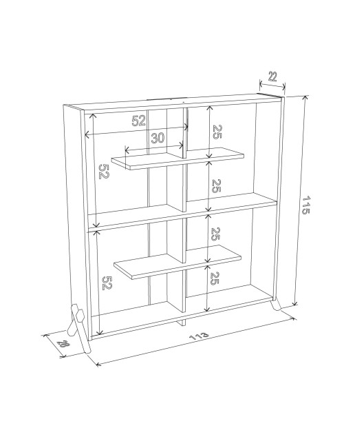 Libreria Kipp con Piedini a Croce 113x28x117h Colore Bianco Prezzo