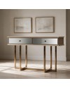 Dresser Eliza gambe oro e 2 cassetti finitura vizon cream 140.5x45.5x80.3H