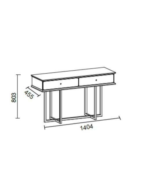 Dresser Eliza gambe oro e 2 cassetti finitura vizon cream 140.5x45.5x80.3H
