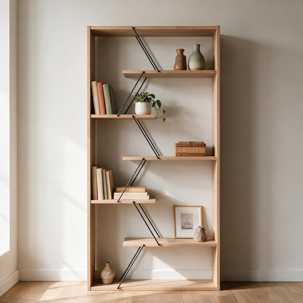 Libreria Tars 84x24x157H colore rovere