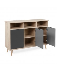 Credenza Epik 51 con 3 Ante 120x40x88,3 Colore Rovere Antracite Grigio