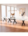 Tavolo Allungabile Milonga480 180 cm con Piano Bianco Spatolato e Gambe Incrociate Antracite