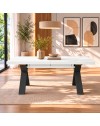 Tavolo Allungabile Milonga480 180 cm con Piano Bianco Spatolato e Gambe Incrociate Antracite