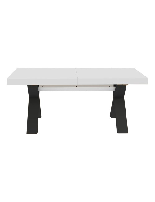 Tavolo Allungabile Milonga480 180 cm con Piano Bianco Spatolato e Gambe Incrociate Antracite