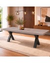Tavolo Allungabile Milonga480 180 cm con Piano Cemento e Gambe Incrociate Antracite