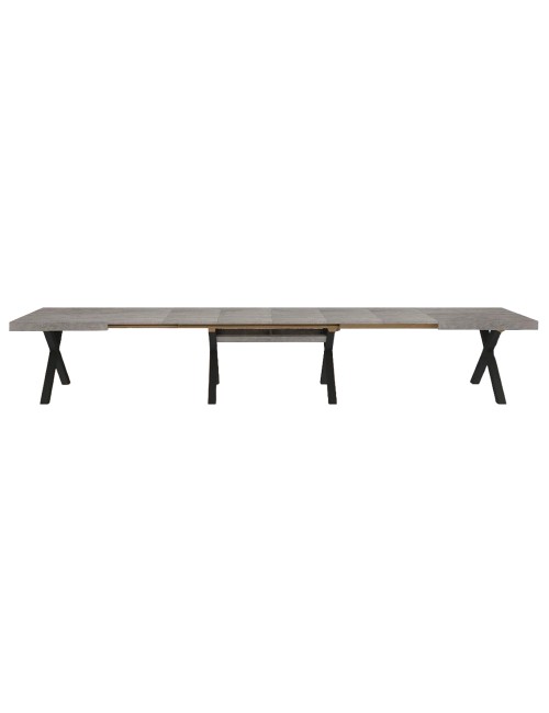 Tavolo Allungabile Milonga480 180 cm con Piano Cemento e Gambe Incrociate Antracite