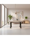 Tavolo Allungabile Milonga480 180 cm con Piano Cemento e Gambe Incrociate Antracite