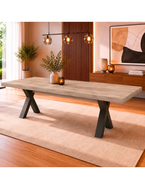 Tavolo Allungabile Milonga480 180 cm con Piano Gordon beige e Gambe Incrociate Antracite