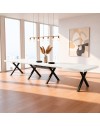 Tavolo Allungabile Milonga410 160 cm con Piano Bianco Spatolato e Gambe Incrociate Antracite